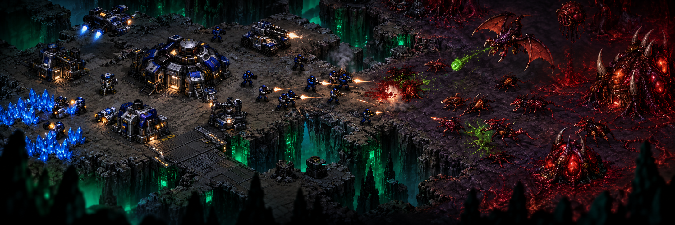 Retro StarCraft Brood War-strid sett ovenfra