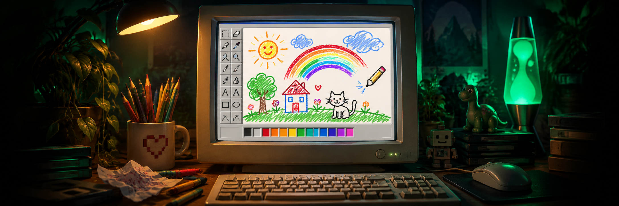 MS Paint tegneprogram med lerret og fargepalett