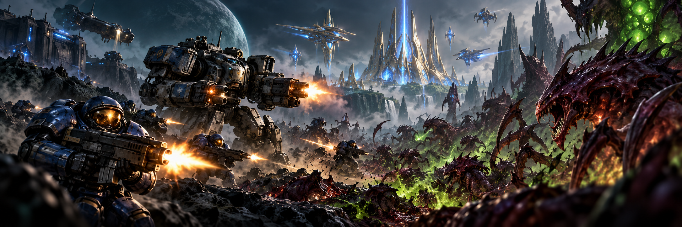 StarCraft II slag mellom Terran- og Zerg-styrker