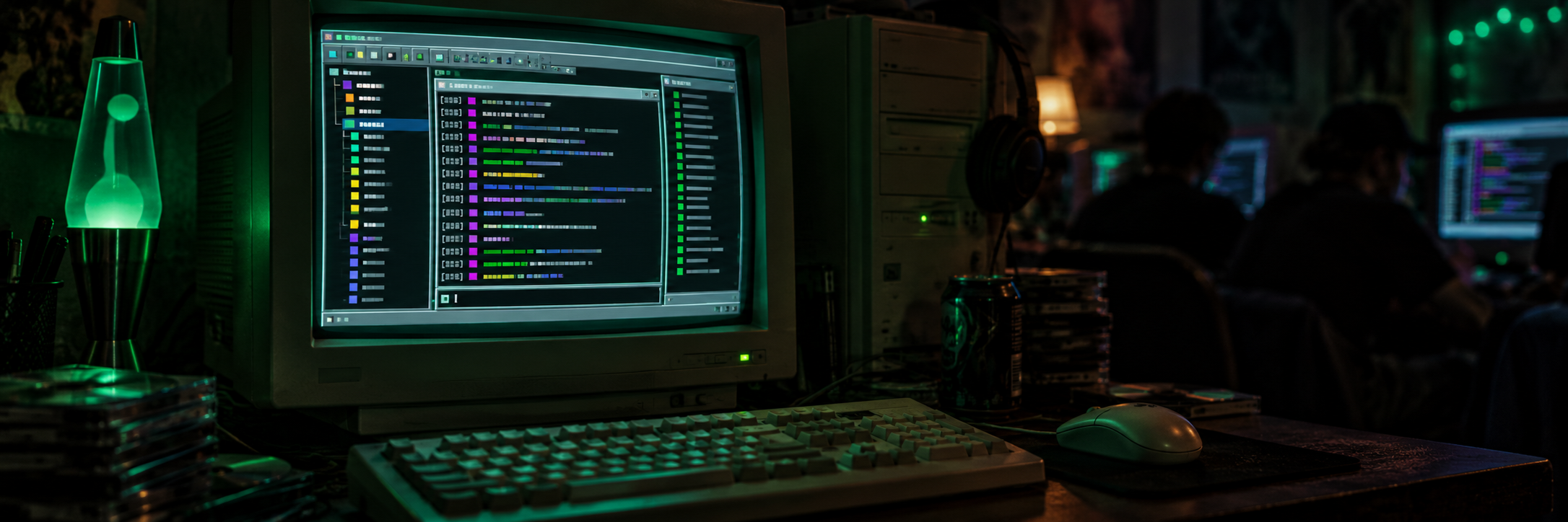 Klassisk IRC-chat på en retro dataskjerm